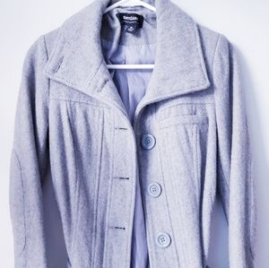 NWOT Coffee Shop Grey Acrylic Wool Jacket Coat with Belt